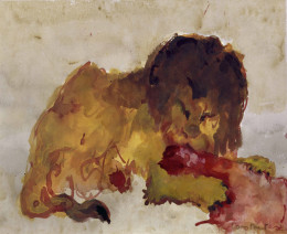 Constant Nieuwenhuys-ZT/Leeuw met dierenpoot, ca 1984