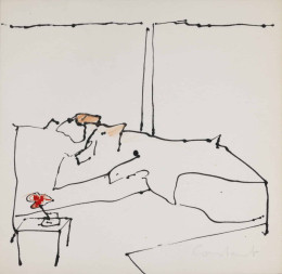 Constant Nieuwenhuys-ZT/Vrouw in bed, ca 1990