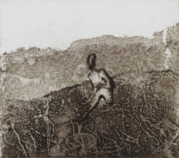 Constant Nieuwenhuys-Eenzame figuur in landschap, 1985