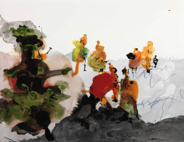 Constant Nieuwenhuys-ZT/Figuren in landschap, 1971