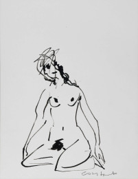 Constant Nieuwenhuys-ZT/Naakte vrouw in seiza houding, ca 1990
