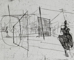 Constant Nieuwenhuys-Spiegelzaal II met zwarte figuur, 1971
