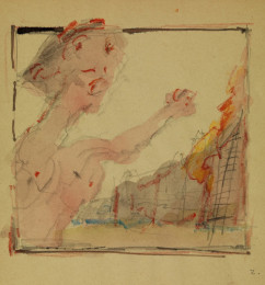 Constant Nieuwenhuys-Voorstudie De brand 2, 1986 ca