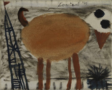Constant Nieuwenhuys-ZT/Dier met toren (Eiffeltoren), 1949