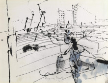 Constant Nieuwenhuys-ZT/Figures in front of buildings, 1972