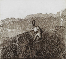 Constant Nieuwenhuys-Eenzame figuur in landschap, 1985