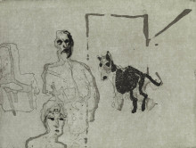 Constant Nieuwenhuys-Man, vrouw en hond, 1992