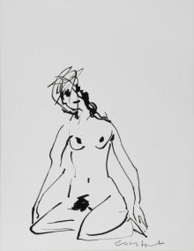 Constant Nieuwenhuys-ZT/Naakte vrouw in seiza houding, ca 1990