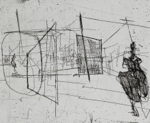 Constant Nieuwenhuys-Spiegelzaal II met zwarte figuur, 1971