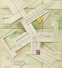 Constant Nieuwenhuys-Eerste schets gedeelte New Babylon, 1958